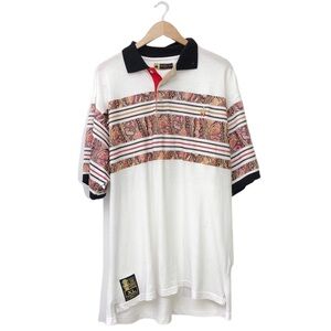 Notorious BIG White Black Red Stripe Short Sleeve Polo Shirt Top XL
